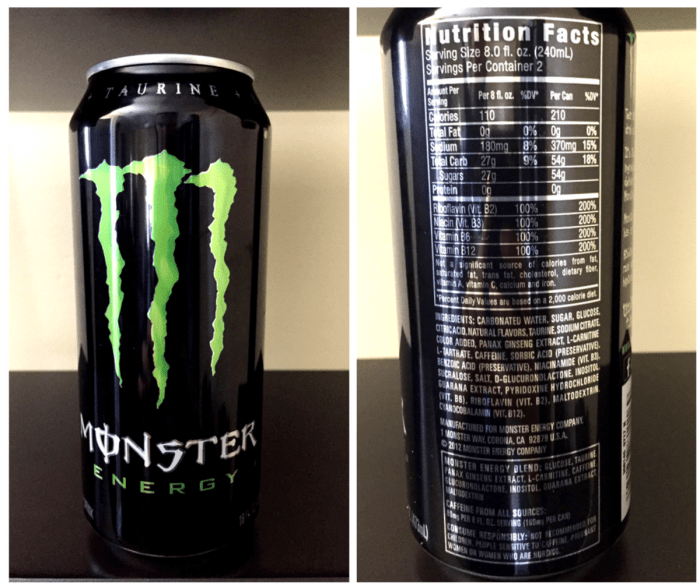 Monster energy nutrition facts